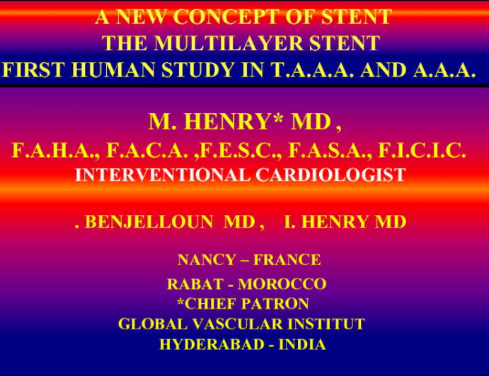 A New Concept of Stent:the Multilayer Stent.First Human Study in TAAA&AAA.