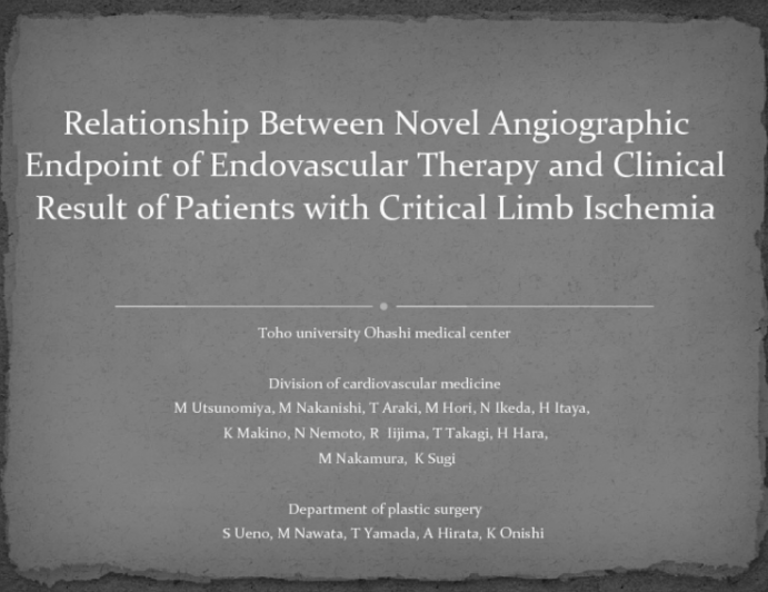 Relationship between novel angiographic endpoint of endovascular therapy and clinical result of patients with critical limb ischemia