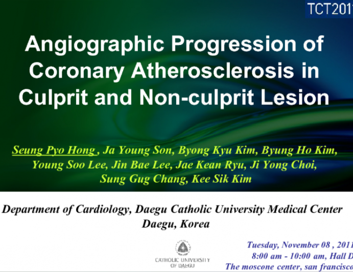 Angiographic progression of coronary atherosclerosis in Culprit and Non-culprit lesion