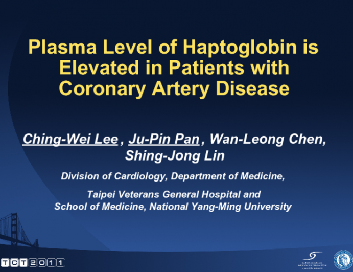 Plasma Levels of  Haptoglobin is Elevated in Patients With Coronary Artery Disease
