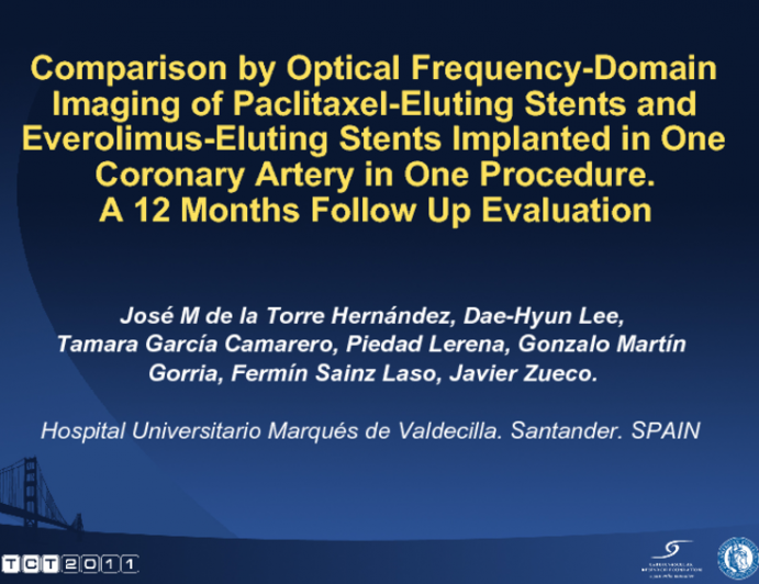 Comparison by Optical Frequency-Domain Imaging of Paclitaxel-Eluting Stents and Everolimus-Eluting Stents Implanted in One Coronary Artery in One Procedure. A 12 Months Follow...