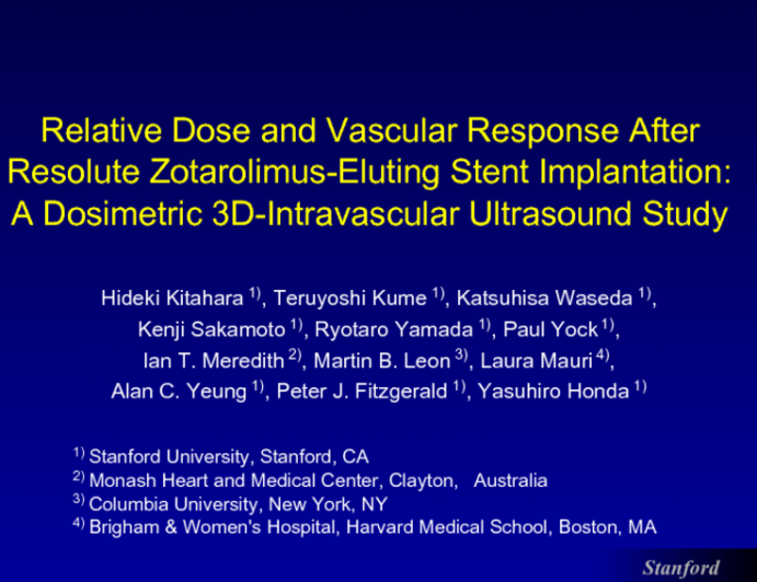 Relative Dose and Vascular Response After Resolute Zotarolimus-Eluting Stent Implantation: A Dosimetric 3D-Intravascular Ultrasound Study.