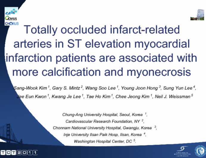 Totally occluded infarct-related arteries in STEMI patients are associated with more calcification and myonecrosis