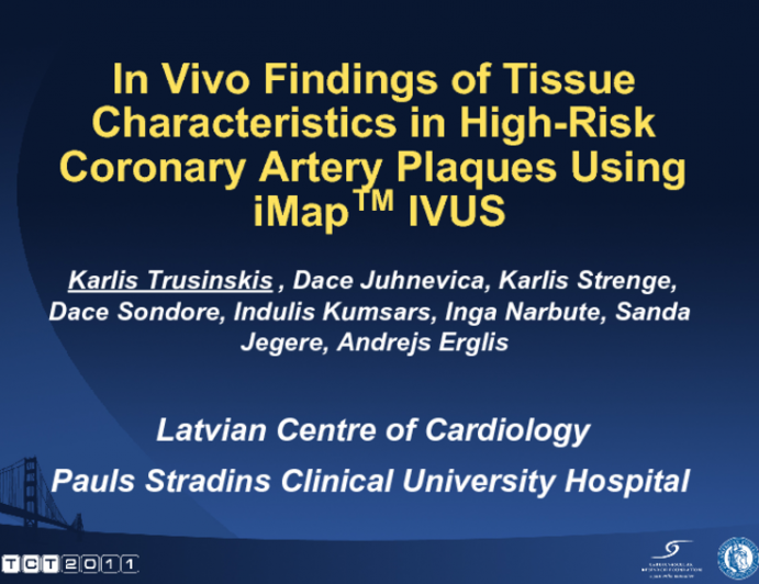 In Vivo Findings of Tissue Characteristics in High-Risk Coronary Artery Plaques Using iMapTM IVUS