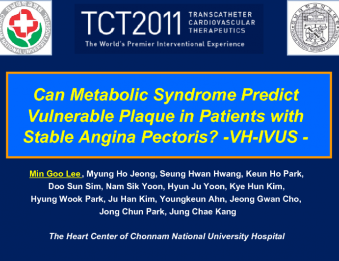 Can Metabolic Syndrome Predict the Vulnerable Plaque in Patients with Stable Angina Pectoris?: Virtual Histology-Intravascular Ultrasound Analysis