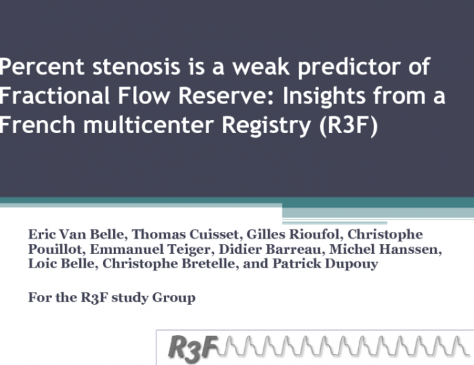 Percent stenosis is a weak predictor of Fractional Flow Reserve: Insights from a French multicenter Registry (R3F)