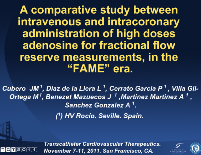 A comparative study between intravenous and intracoronary administration of high doses adenosine for fractional flow reserve measurements, in the “FAME” era.