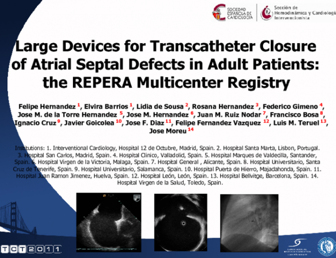 Large Devices for Transcatheter Closure of Atrial Septal Defects in Adult Patients: the REPERA Multicenter Registry