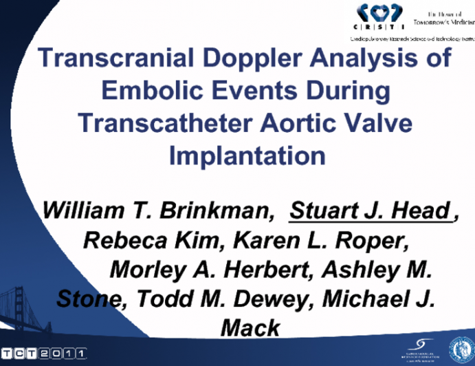 Transcranial Doppler Analysis of Embolic Events during Transcatheter Aortic Valve Implantation