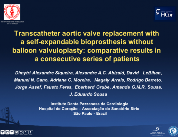 Transcatheter aortic valve replacement with a self-expandable bioprosthesis performed without balloon valvuloplasty: comparative results in a consecutive series of patients