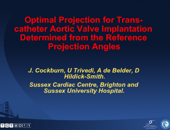 Optimal projection for Transcatheter Aortic Valve Implantation determined from the reference projection angles