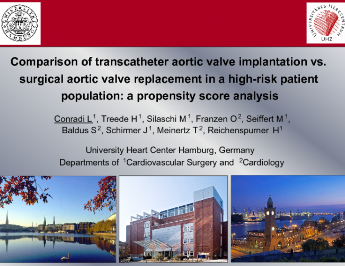 Comparison of transcatheter aortic valve implantation versus surgical aortic valve replacement in a high-risk patient population : a propensity score analysis