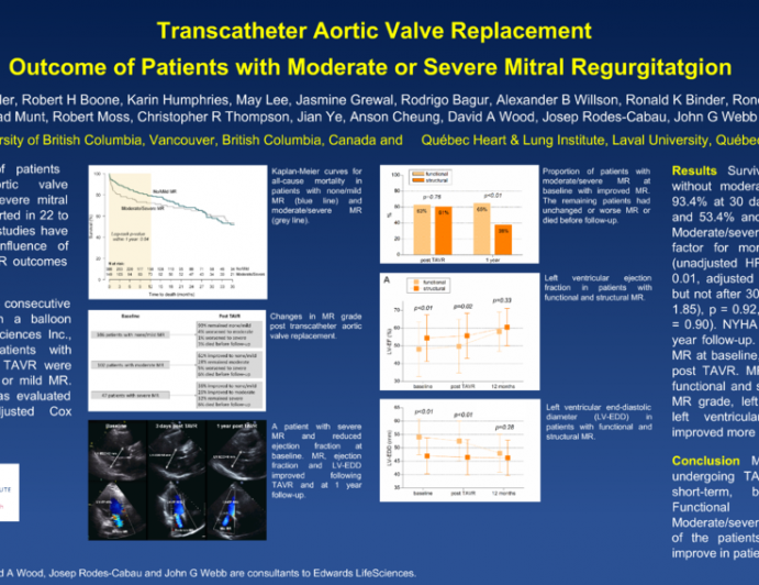 Transcatheter Aortic Valve Replacement: Outcome of Patients with Moderate or Severe Mitral Regurgitation
