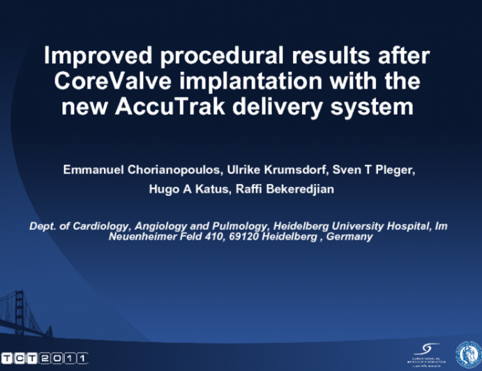 Improved Procedural Results After CoreValve Implantation with the New AccuTrak Delivery System