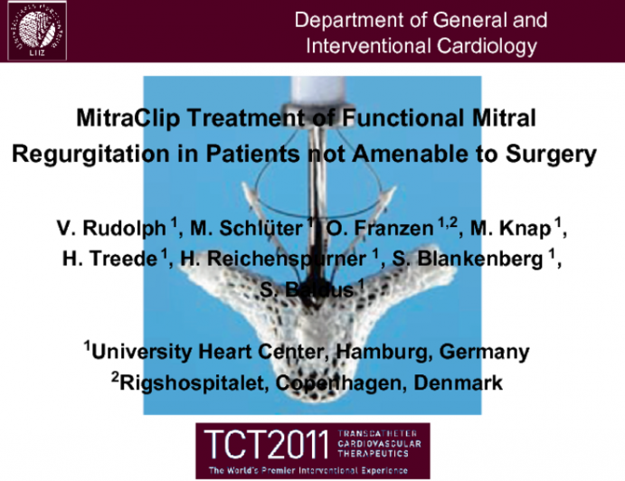 MitraClip Treatment of Functional Mitral Regurgitation in Patients not Amenable to Surgery