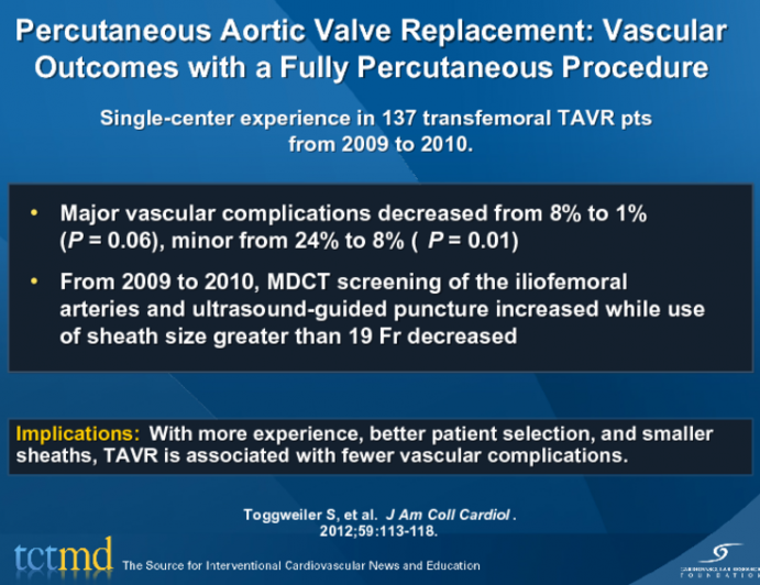 Percutaneous Aortic Valve Replacement: Vascular Outcomes with a Fully Percutaneous Procedure