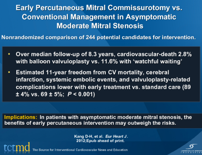 Early Percutaneous Mitral Commissurotomy vs. Conventional Management in Asymptomatic Moderate Mitral Stenosis
