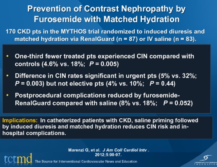 Prevention of Contrast Nephropathy by Furosemide with Matched Hydration