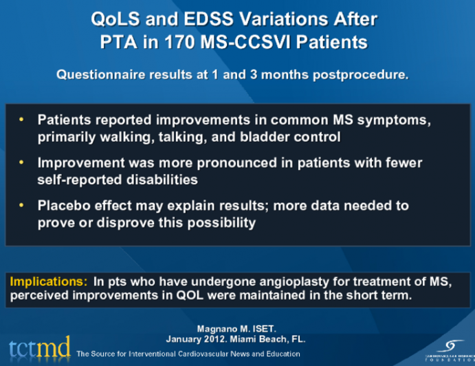 QoLS and EDSS Variations After PTA in 170 MS-CCSVI Patients