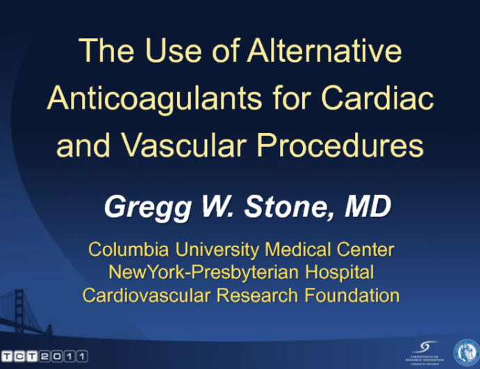 The Use of Alternative Anticoagulants for Cardiac and Vascular Procedures