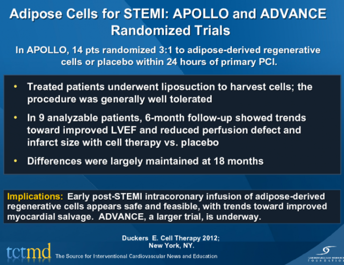 Adipose Cells for STEMI: APOLLO and ADVANCE Randomized Trials