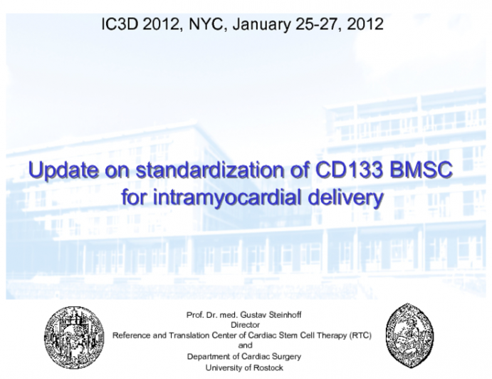 Update on Standardization of CD133 Intramyocardial BMSC for Intramyocardial Delivery