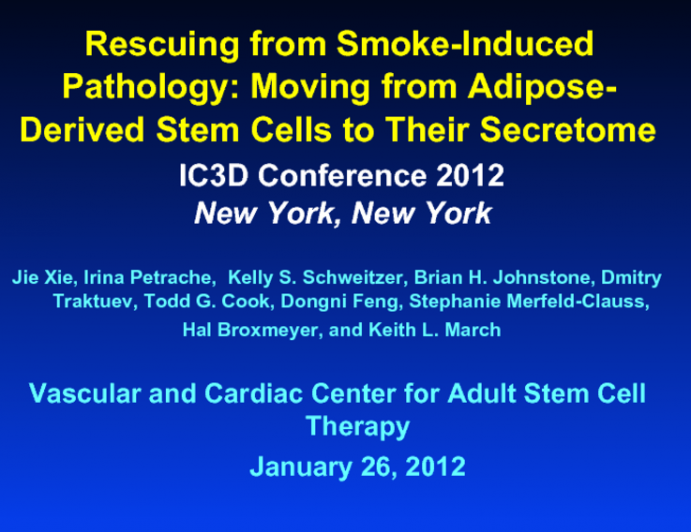 Rescuing from Smoke-Induced Pathology: Moving from Adipose-Derived Stem Cells to Their Secretome