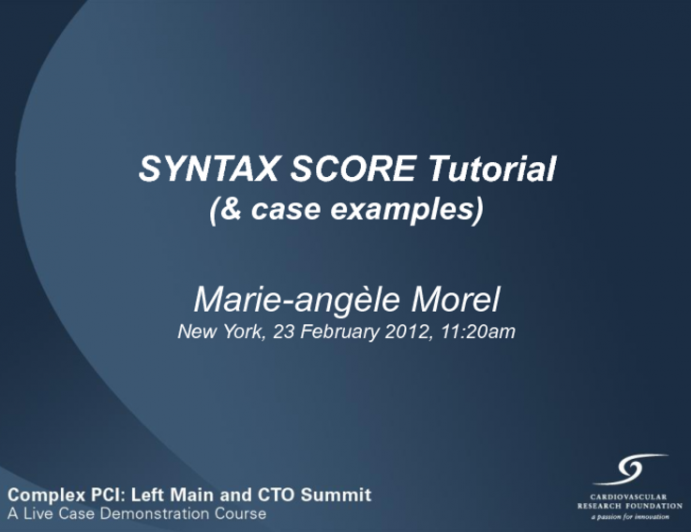 Syntax Score Tutorial (with Case Examples)