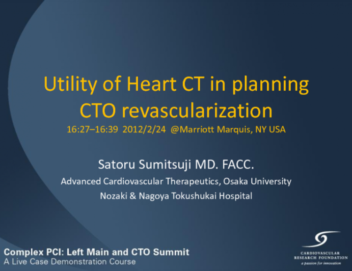 Utility of MSCT in Planning CTO Revascularization