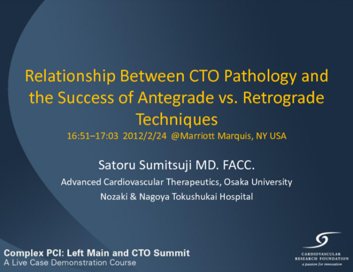 Relationship Between CTO Pathology and the Success of Antegrade vs. Retrograde Techniques