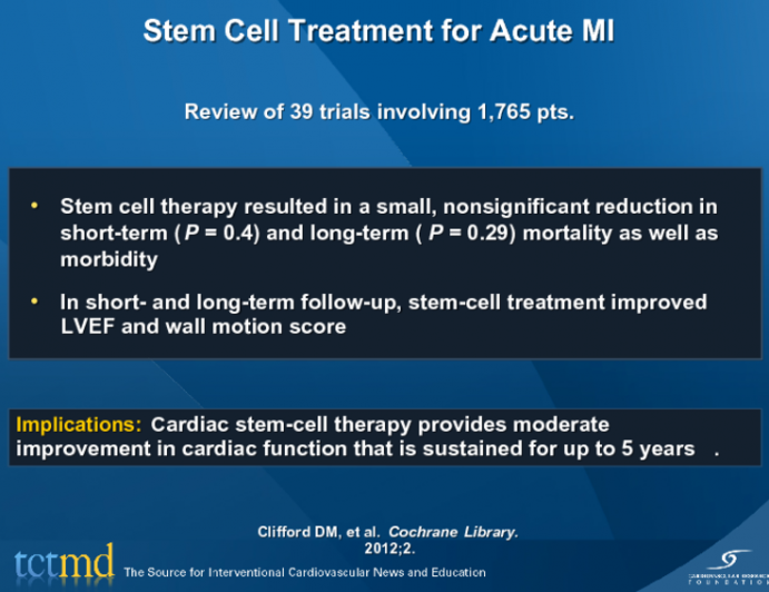 Stem Cell Treatment for Acute MI