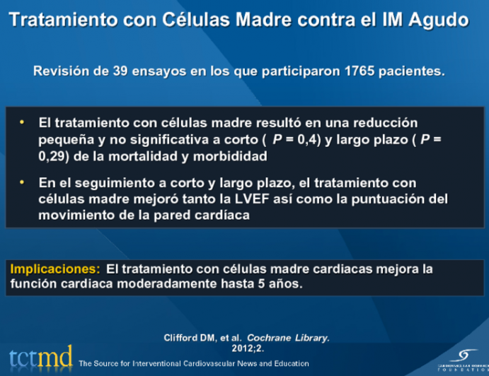 Tratamiento con Células Madre contra el IM Agudo