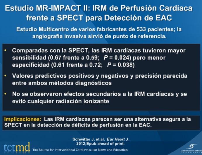 Estudio MR-IMPACT II: IRM de Perfusión Cardíaca frente a SPECT para Detección de EAC