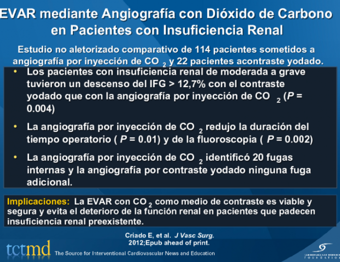 EVAR mediante Angiografía con Dióxido de Carbono en Pacientes con Insuficiencia Renal