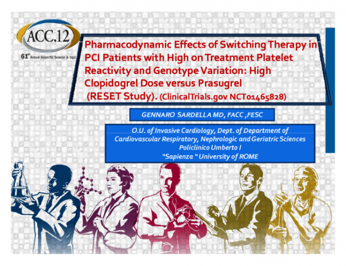 RESET Study: Pharmacodynamic Effects of Switching Therapy in PCI Patients with High on Treatment Platelet Reactivity and Genotype Variation: High Clopidogrel Dose versus Prasugrel