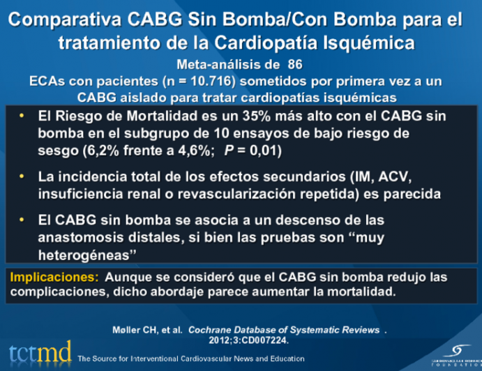 Comparativa CABG Sin Bomba/Con Bomba para el tratamiento de la Cardiopatía Isquémica