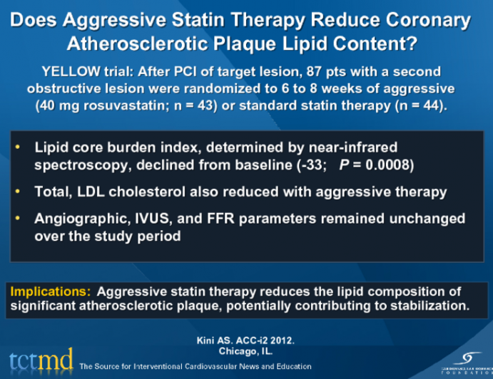 Does Aggressive Statin Therapy Reduce Coronary Atherosclerotic Plaque Lipid Content?