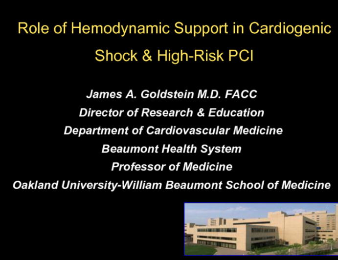 High-Risk PCI and Cardiogenic Shock: Prognosis and Percutaneous Hemodynamic Support Devices