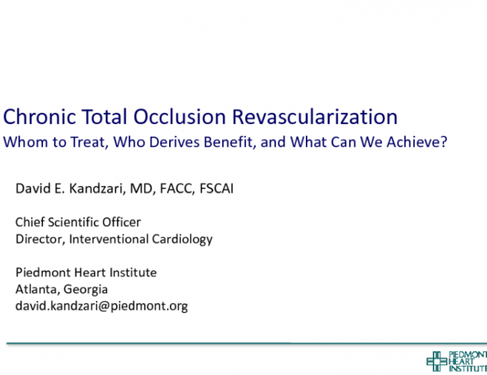 Essentials of PCI for Chronic Total Occlusions