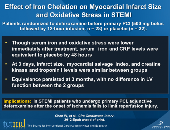Effect of Iron Chelation on Myocardial Infarct Size and Oxidative Stress in STEMI