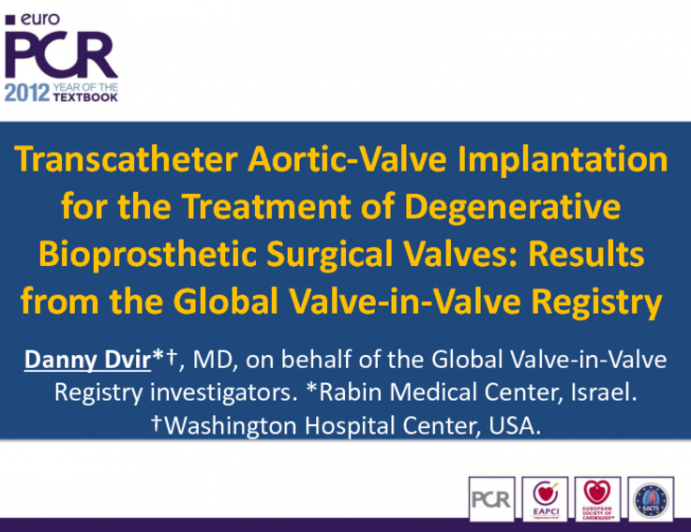 Transcatheter Aortic-Valve Implantation for the Treatment of Degenerative Bioprosthetic Surgical Valves: Results from the Global Valve-in-Valve Registry