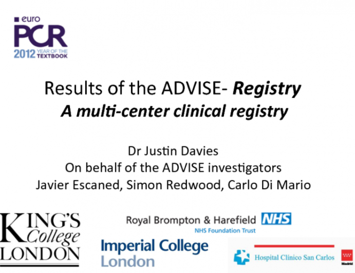 Results of the ADVISE -Registry: A Multi-Center Clinical Registry