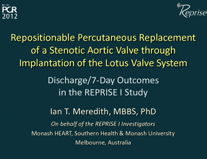 Repositionable Percutaneous Replacement of a Stenotic Aortic Valve through Implantation of the Lotus Valve System