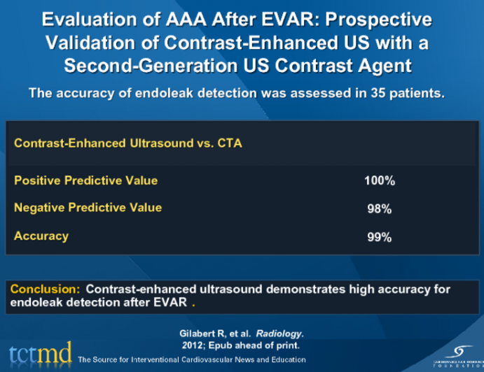 Evaluation of AAA After EVAR: Prospective Validation of Contrast-Enhanced US with a Second-Generation US Contrast Agent