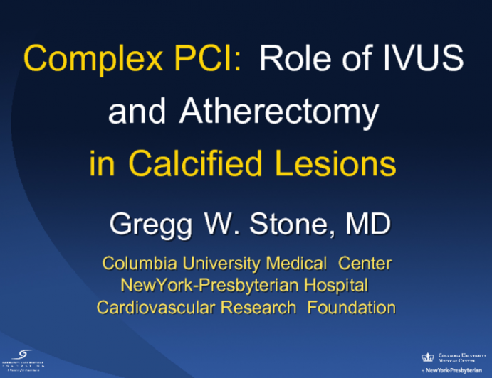 Complex PCI: Role of IVUS and Atherectomy in Calcified Lesions