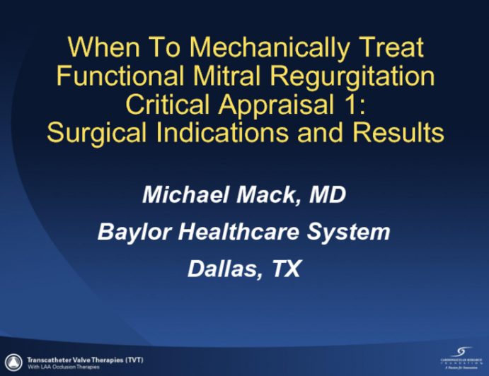 Critical Appraisal 1: Surgical Indications and Results