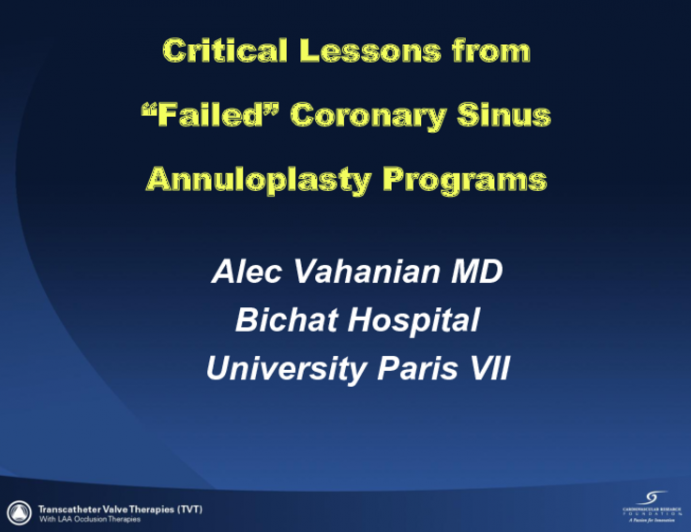 Critical Lessons from "Failed" Coronary Sinus Annuloplasty Programs