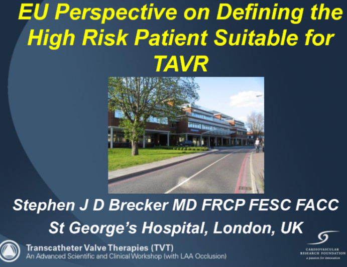 EU Perspective on Defining the High-Risk Patient Suitable for TAVR