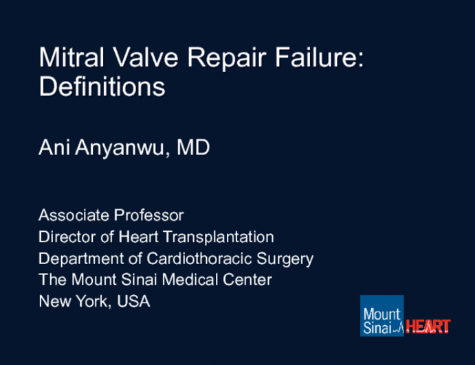 MV Surgery Repair Failure: Definitions