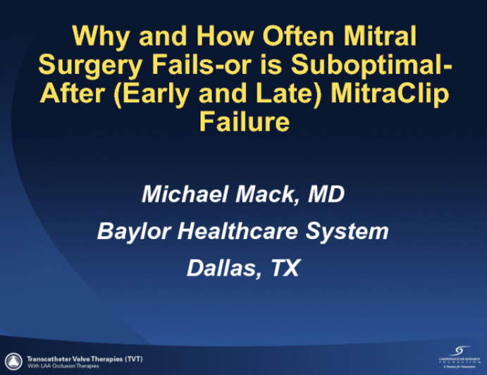 Why and How Often Mitral Surgery Fails—or Is Suboptimal—After (Early and Late) MitraClip Failure